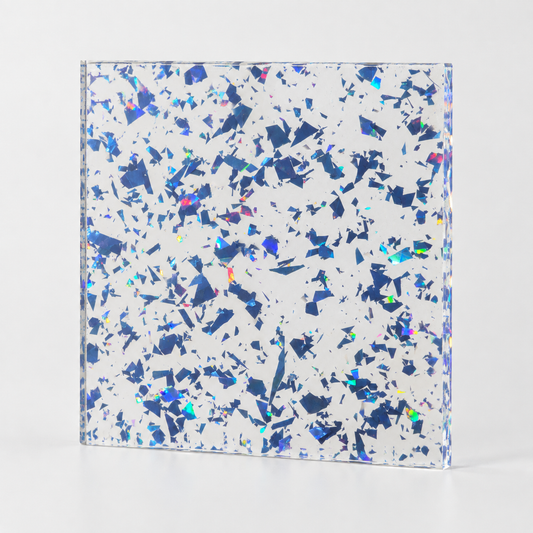 Blue Prismatic Flake Cast Acrylic